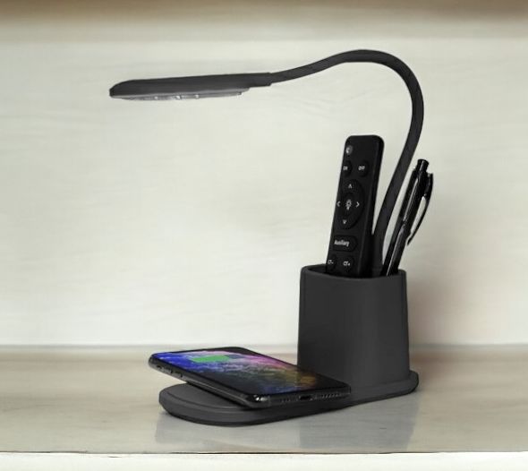 Настольная лампа с беспроводной зарядкой Tenza / Настольная лампа Tenza с беспроводной зарядкой и держателем для ручек